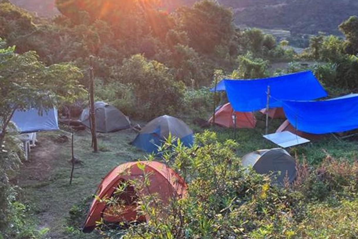 Research camp at Madagascar field site at dawn