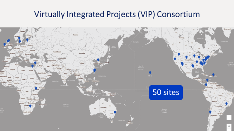 Map showing locations of the 50 sites of the Vertically Integrated Projects Consortium.