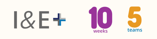 I&E+ logo; 10 weeks, 5 teams.